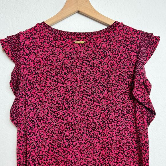 Michael Michael Kors Floral Red Pink Black Women Dress Size Medium - Picture 9 of 10